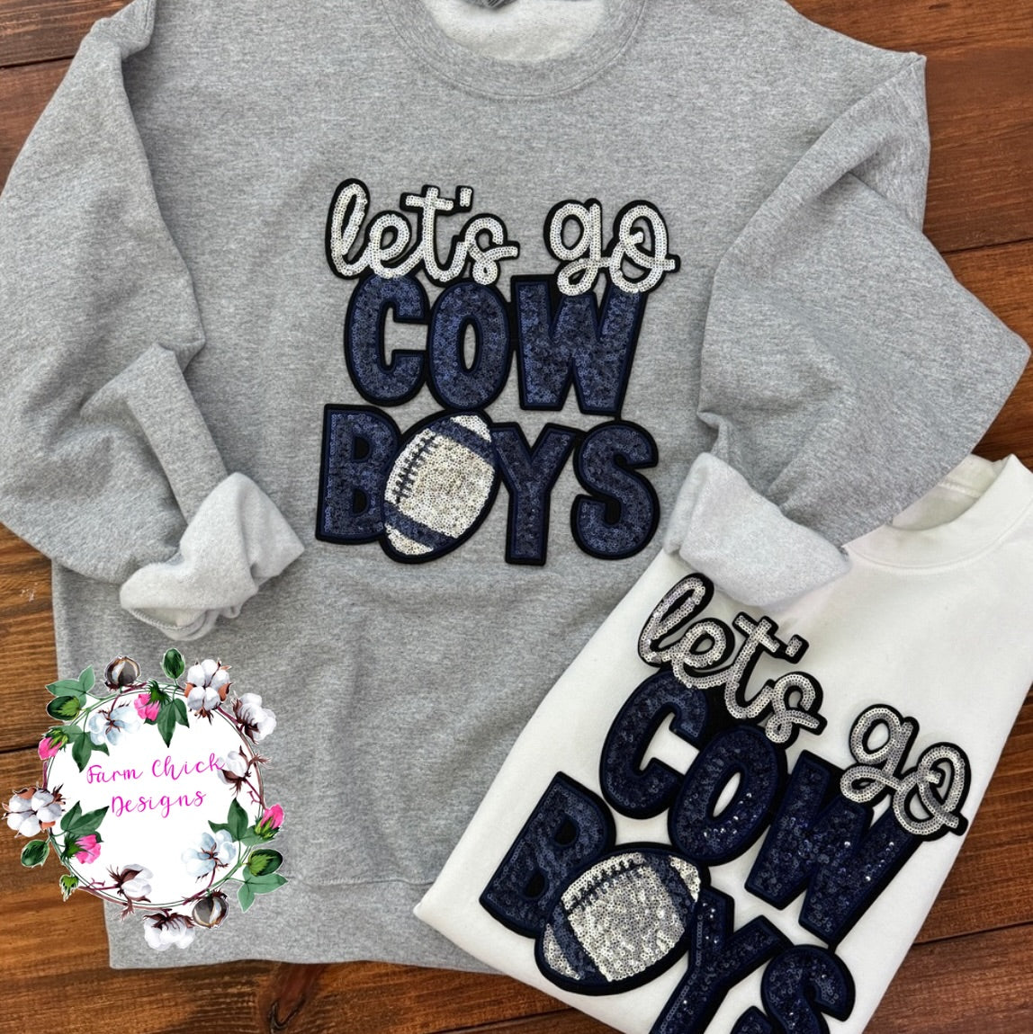 Let's Go Cowboys sequin patch sweatshirt