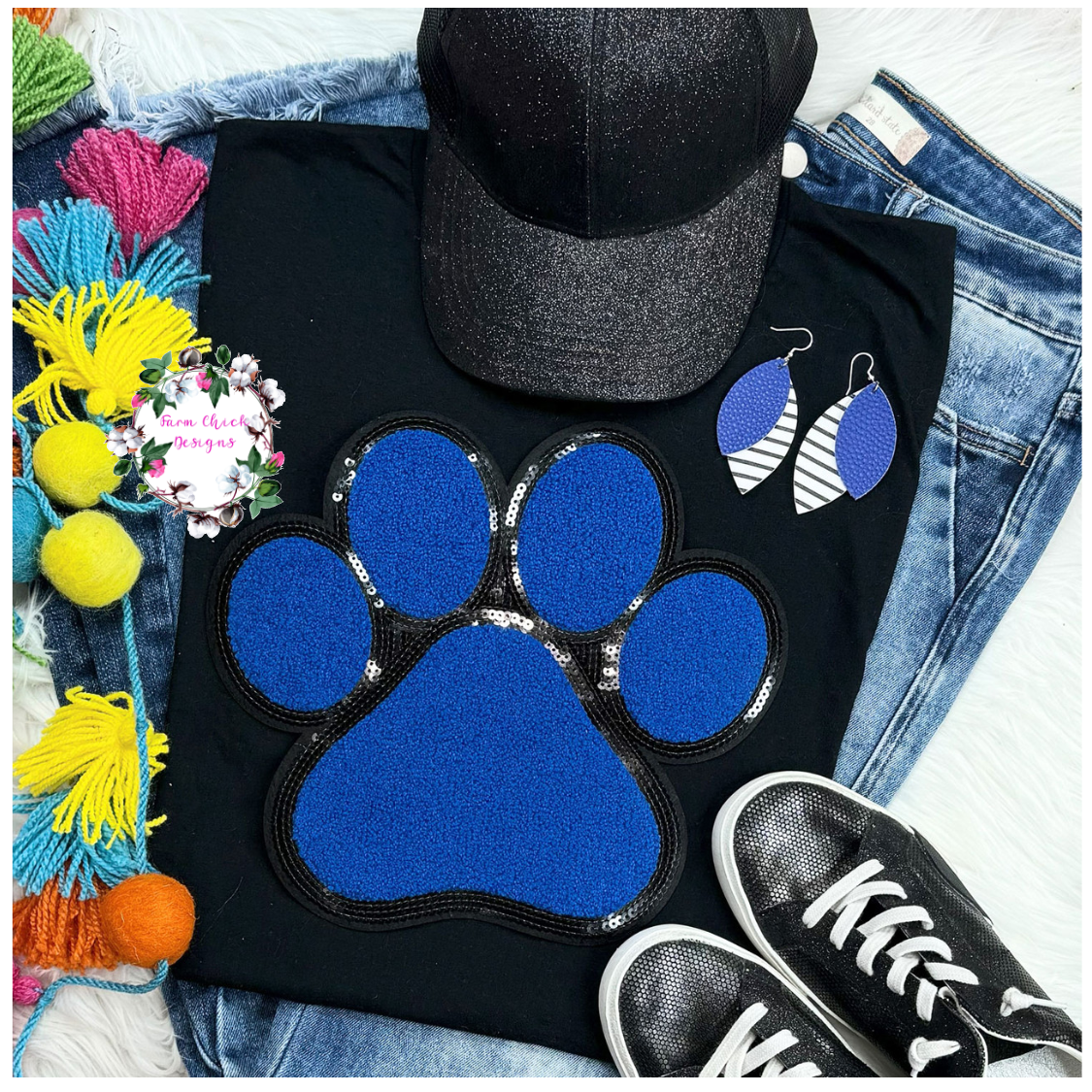 ROYAL BLUE CHENILLE PAWPRINT