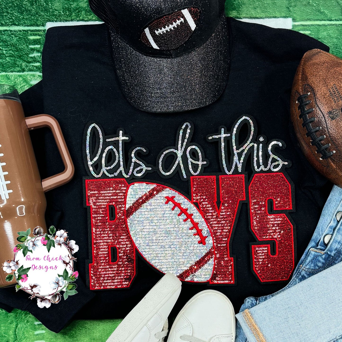 LET'S DO THIS BOYS RED SEQUIN PATCH SWEATSHIRT