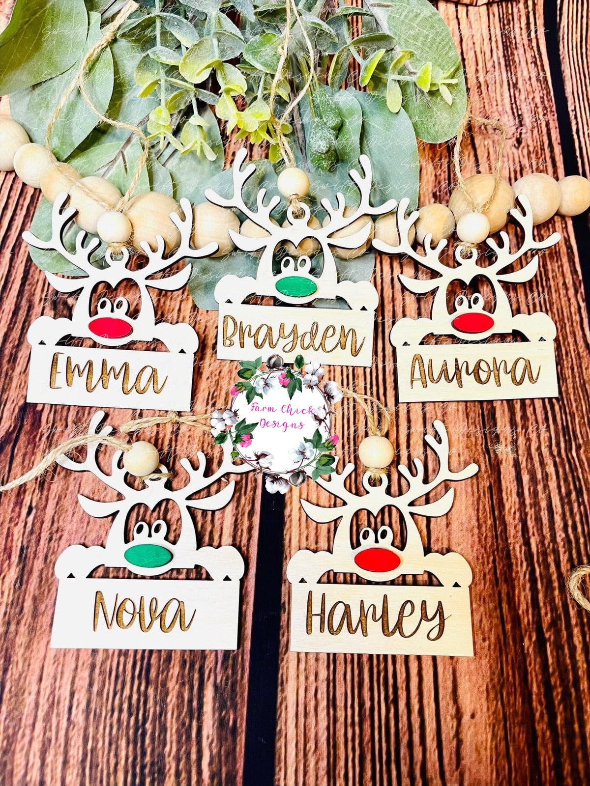 Custom Wooden Reindeer Ornament