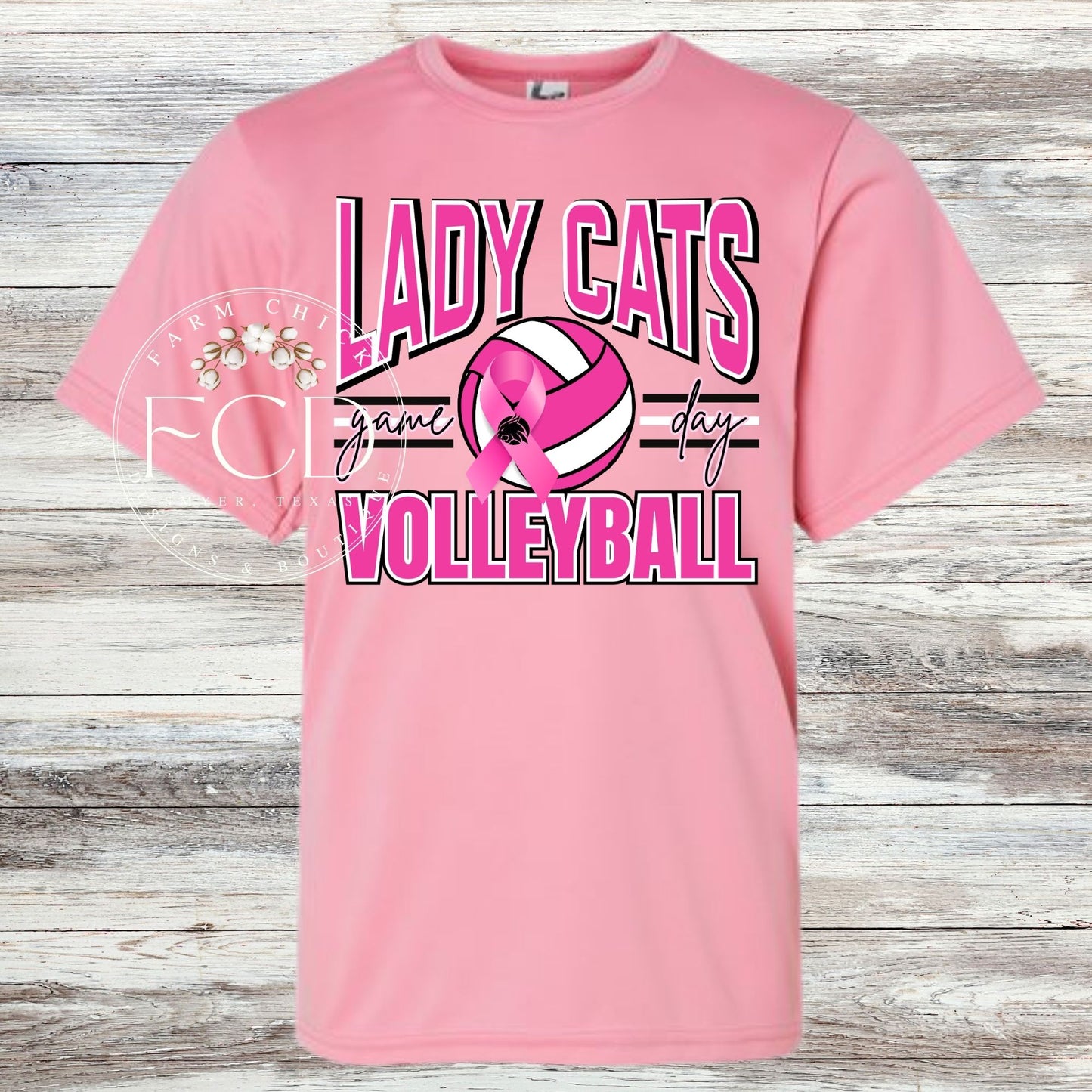 Lady Cats Volleyball Pink Out Tshirt or Performance tee