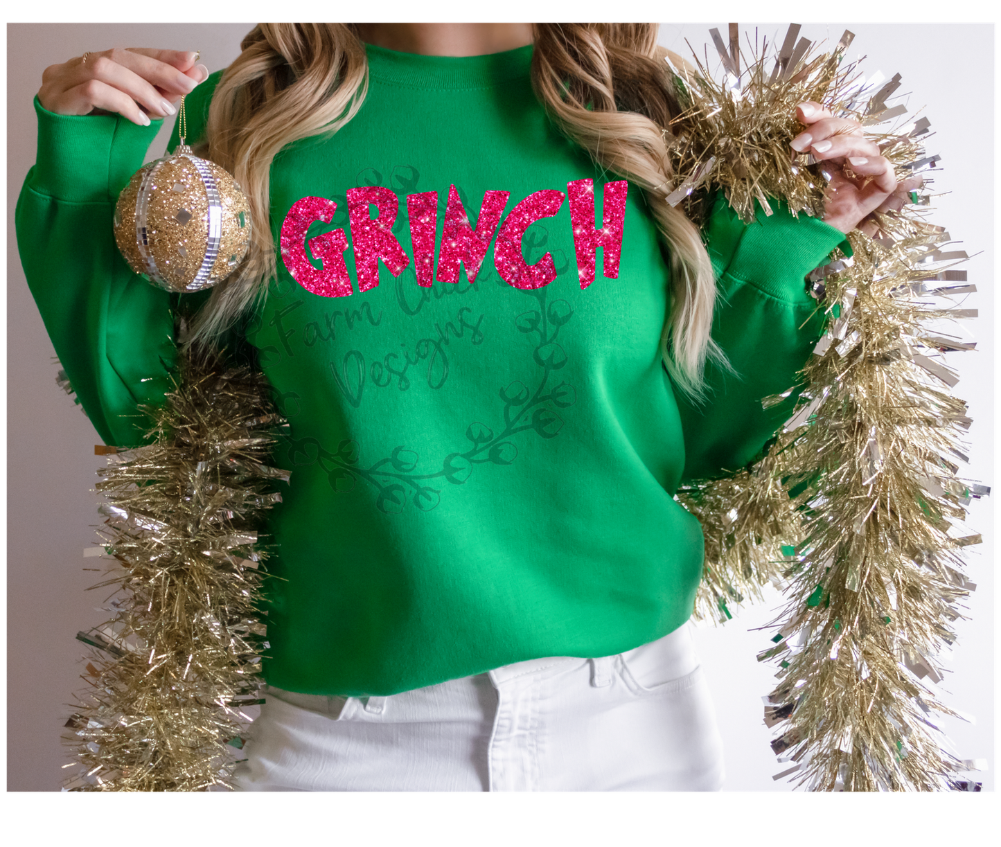 Hot Pink\Green glitter Christmas Sweatshirt