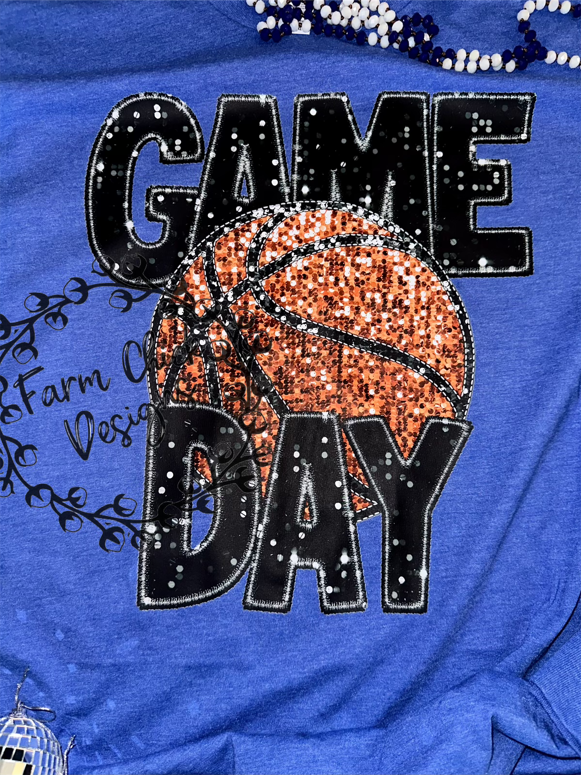 Basketball Faux Sequin Game Day