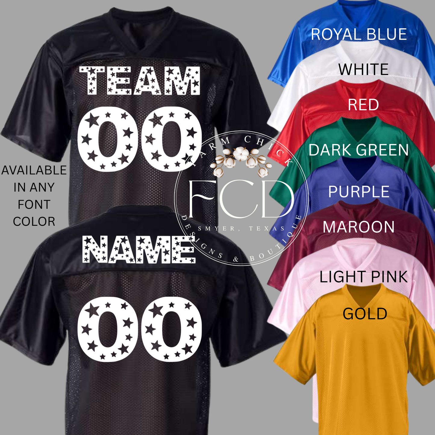 CUSTOM STAR FONT FOOTBALL JERSEY