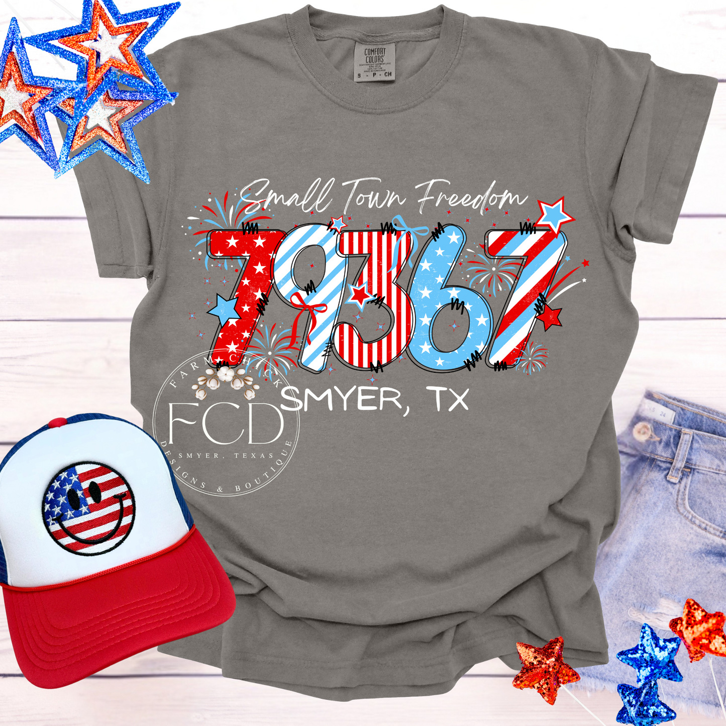 Small Town Freedom Comfort Colors Custom Zip code Tee or Tank Top