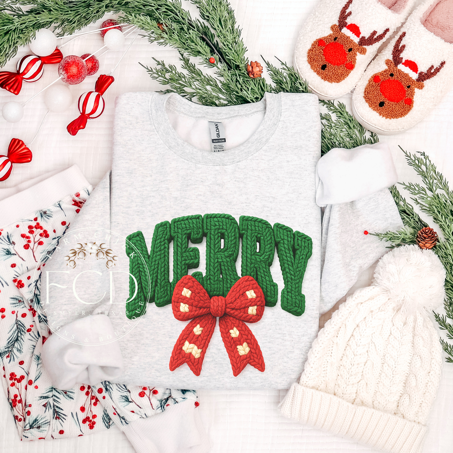 ALL MERRY FAUX YARN TOP