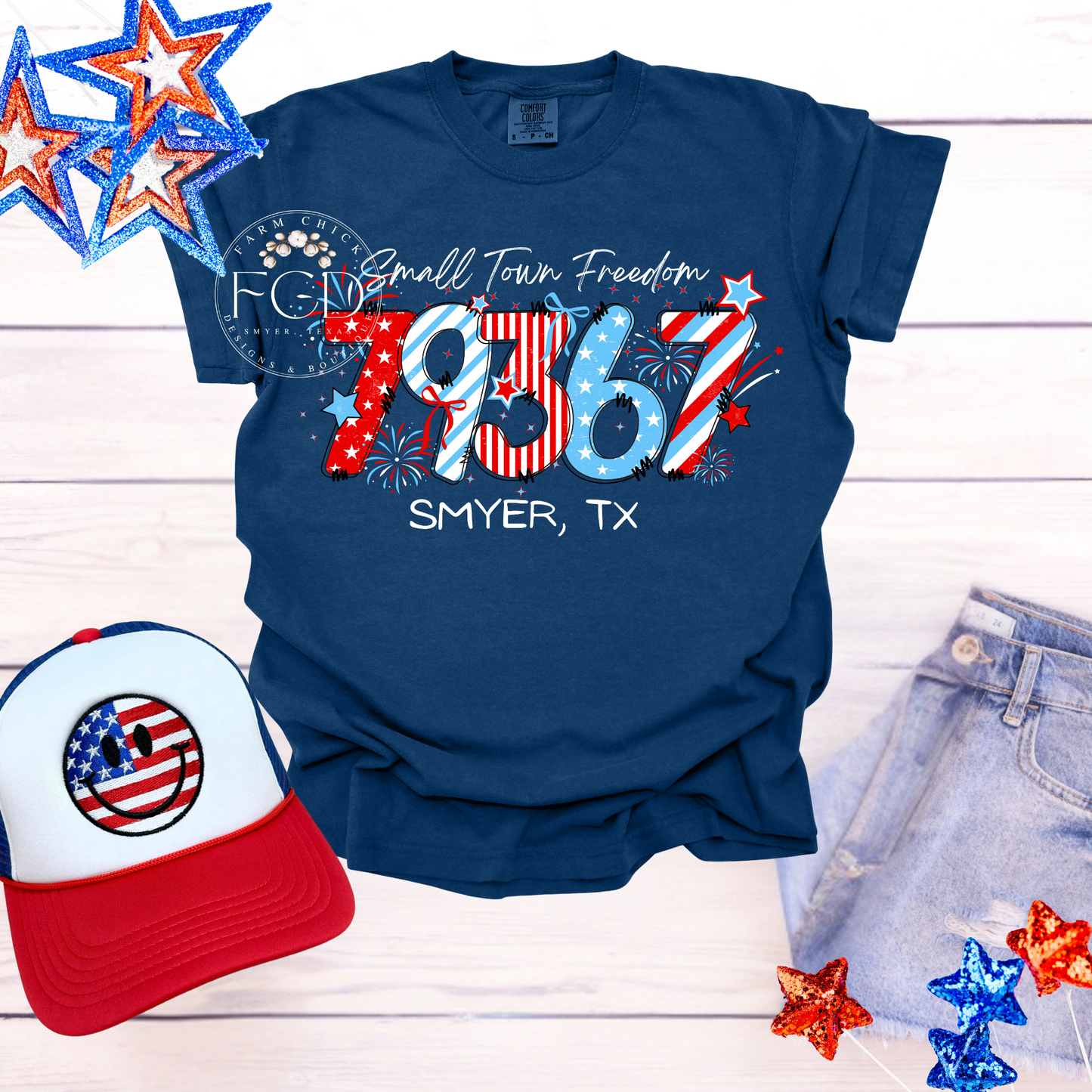 Small Town Freedom Comfort Colors Custom Zip code Tee or Tank Top