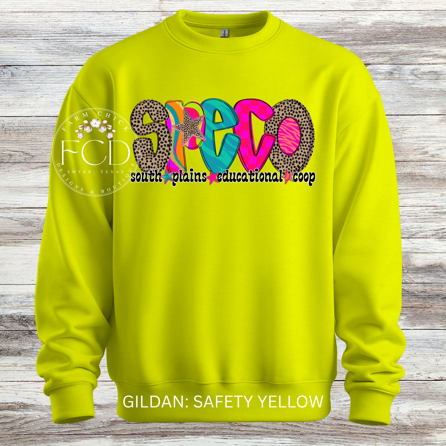 Bright and Funky SPECO crewneck sweatshirt