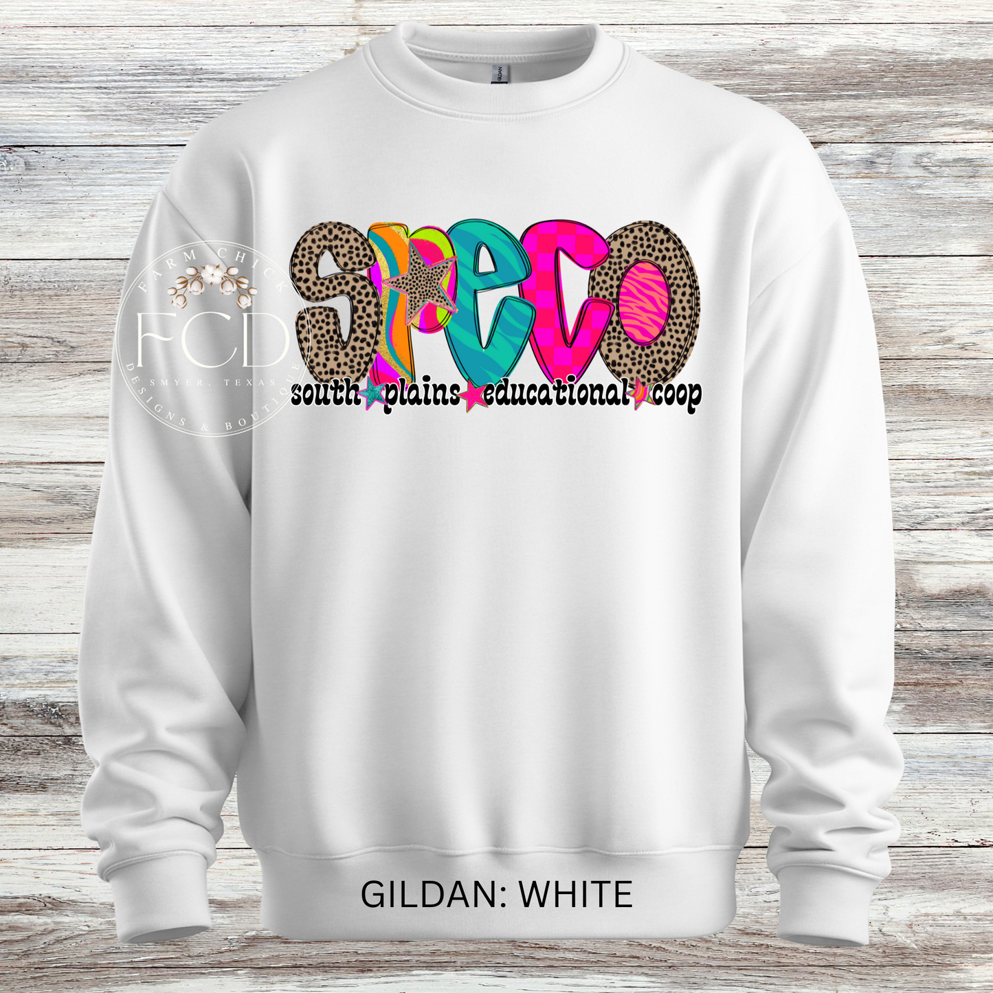 Bright and Funky SPECO crewneck sweatshirt