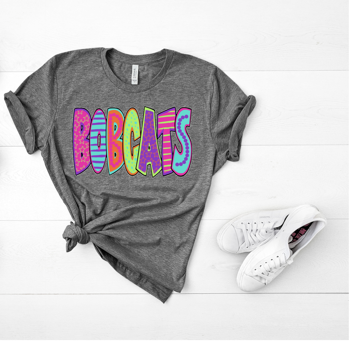 BOBCATS COLORFUL SCHOOL SPIRIT TEE