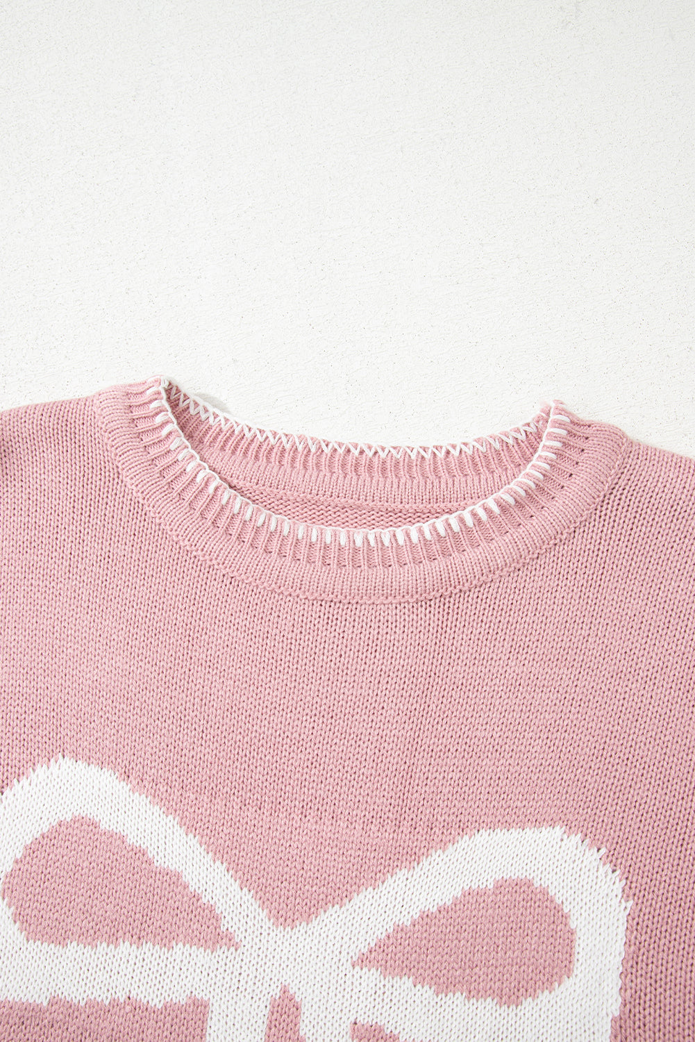 White Sweet Bow Long Sleeve Knit Sweater
