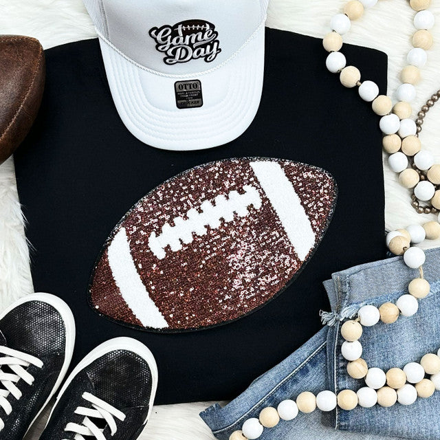 Sequin Football Patch Crewneck Sweatshirt