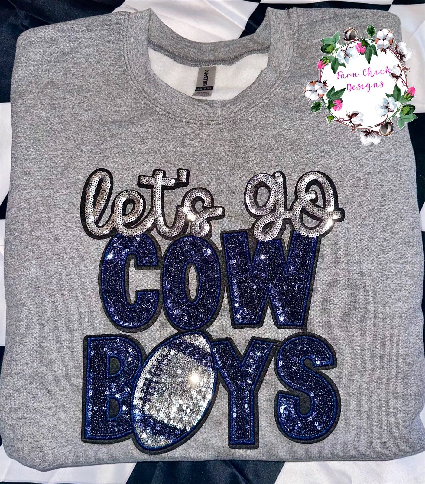 Let's Go Cowboys sequin patch sweatshirt