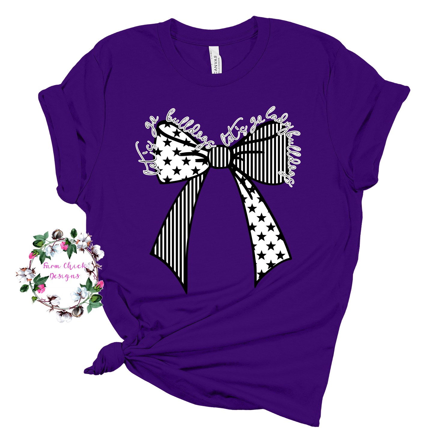 Let's Go Bulldogs Bow Tshirt and Sweatshirt