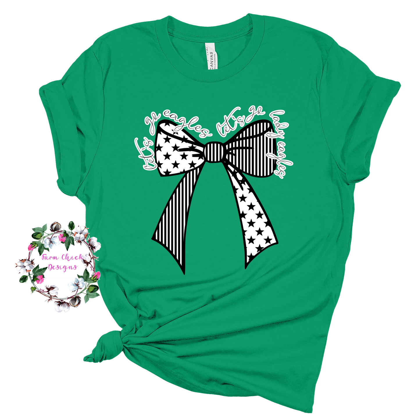Let's Go Eagles Bow tshirt and sweatshirt