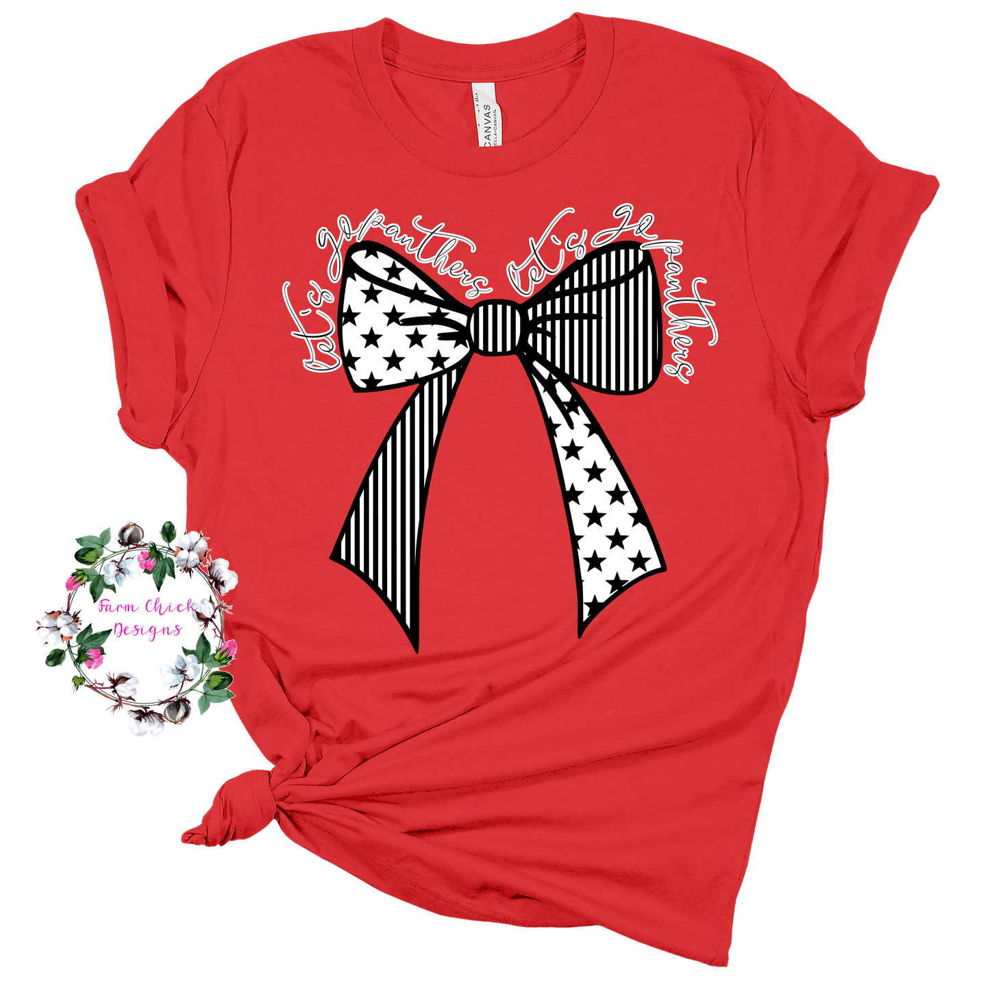 Let's Go Panthers Bow Tshirt and Sweatshirt