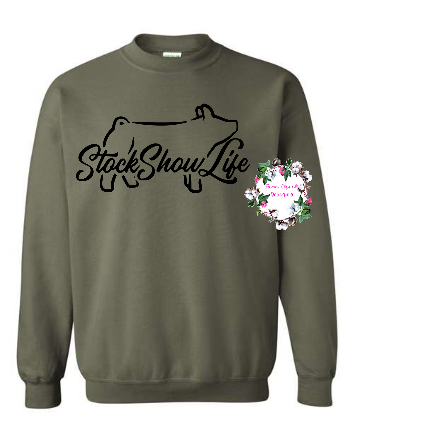 Show Pig Stock Show Life Adult Crewneck Sweatshirt