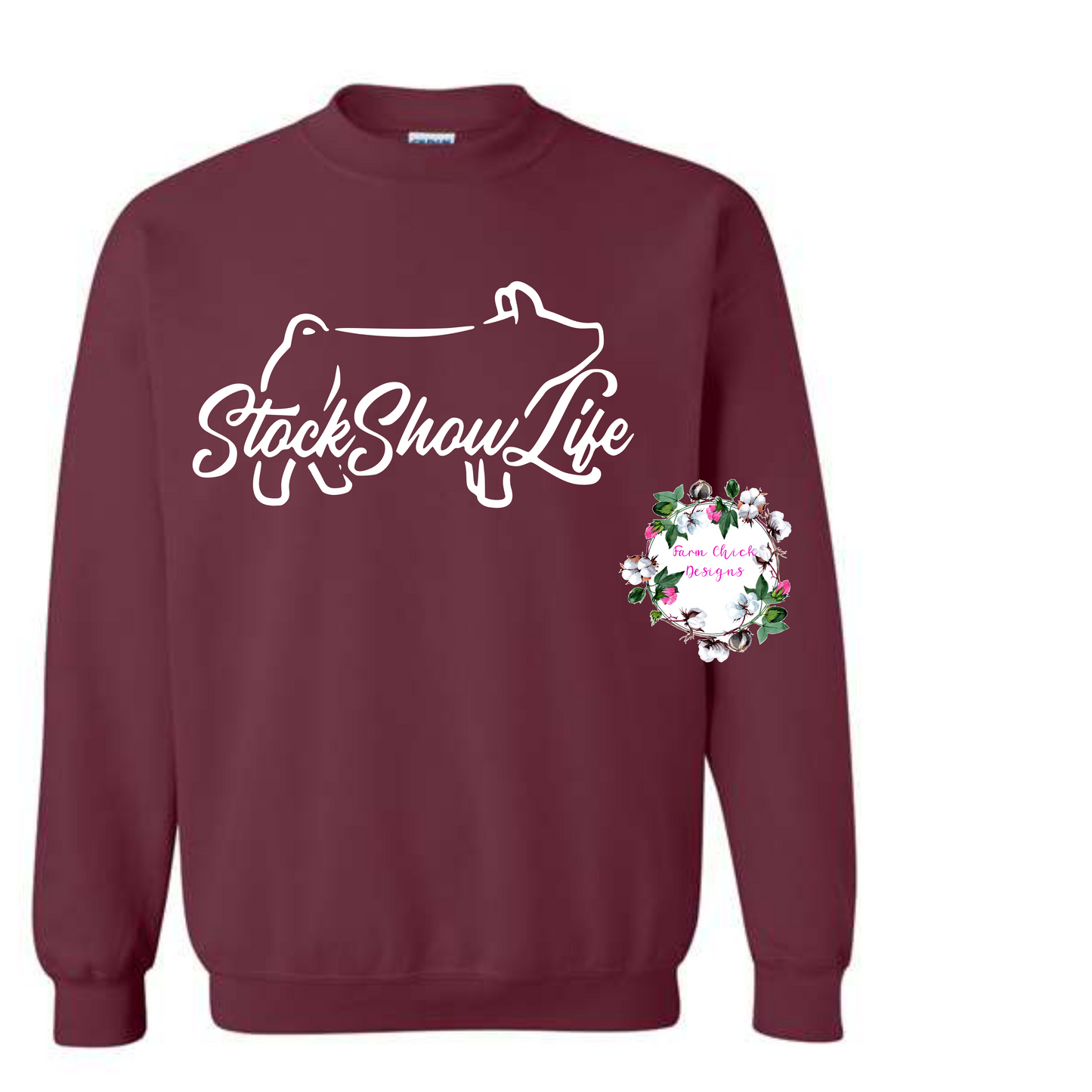 Show Pig Stock Show Life Youth Crewneck Sweatshirt