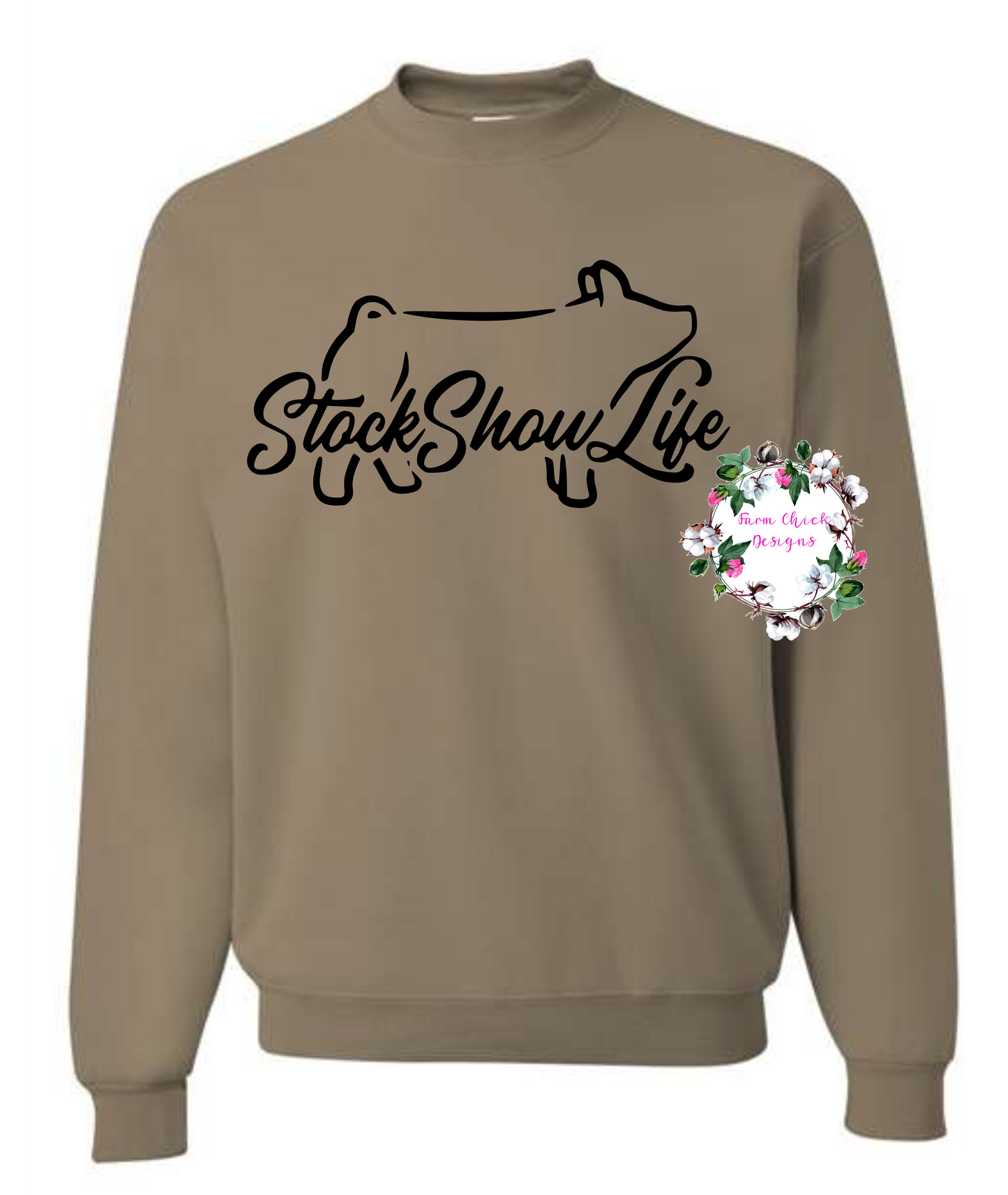 Show Pig Stock Show Life Adult Crewneck Sweatshirt