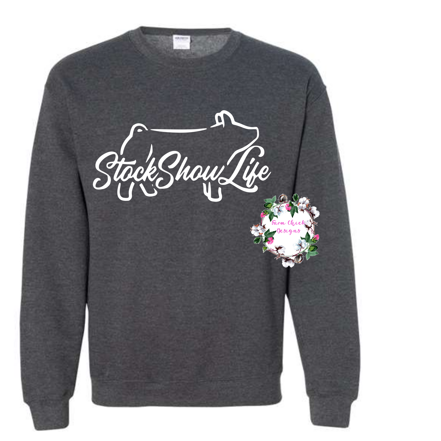 Show Pig Stock Show Life Youth Crewneck Sweatshirt