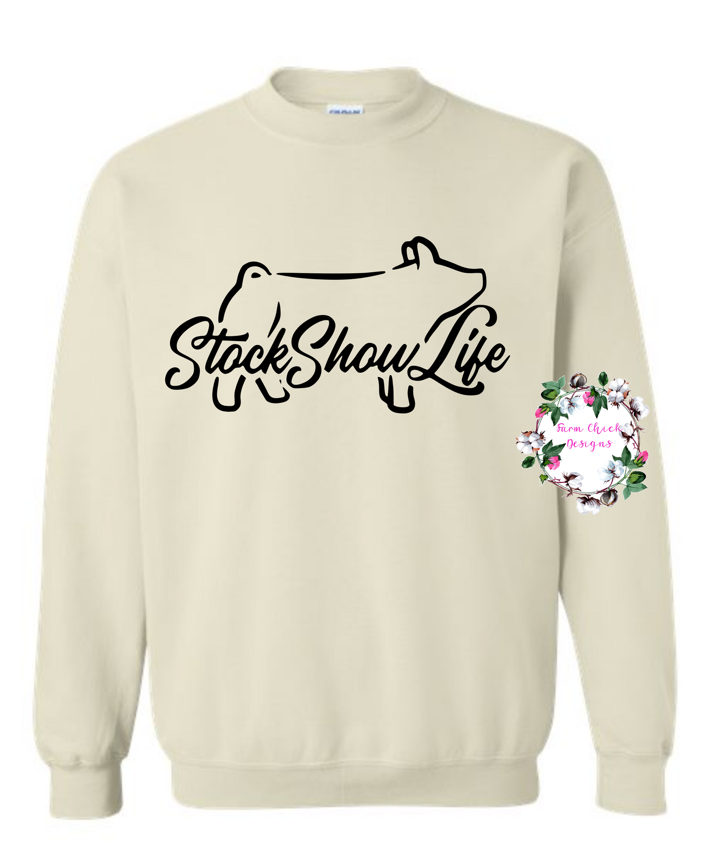 Show Pig Stock Show Life Adult Crewneck Sweatshirt