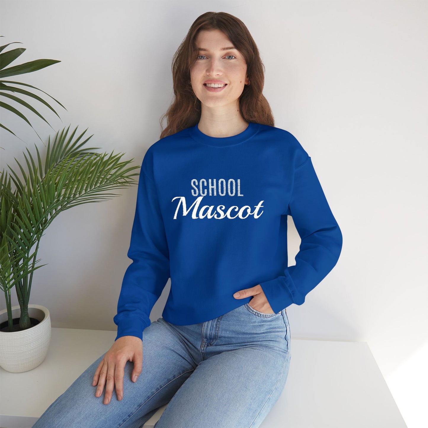 Custom Team Mascot Crewneck Sweatshirt — Embroidered School Spirit