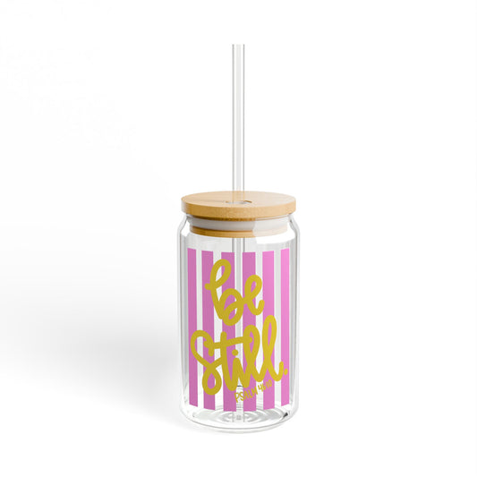 Be Still Sipper Glass — 16oz Insulated Straw Tumbler with Bamboo Lid