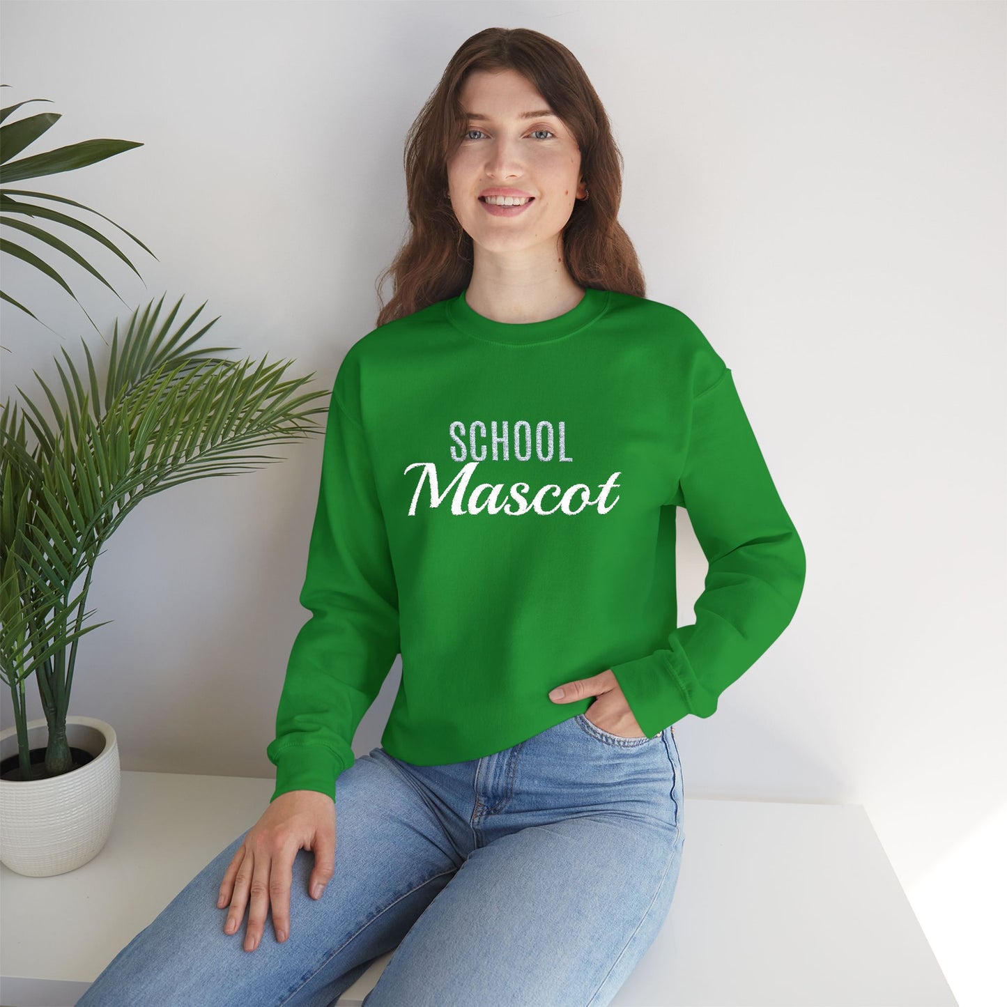 Custom Team Mascot Crewneck Sweatshirt — Embroidered School Spirit