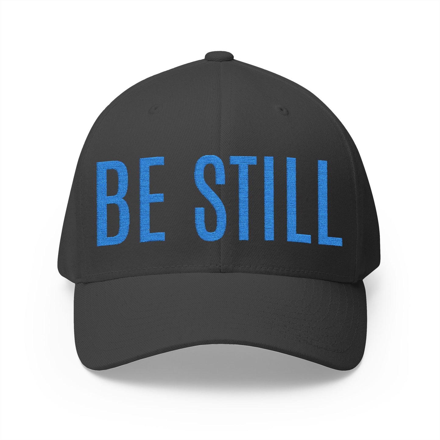 Embroidered 'BE STILL' Baseball Cap — White Relaxation Hat