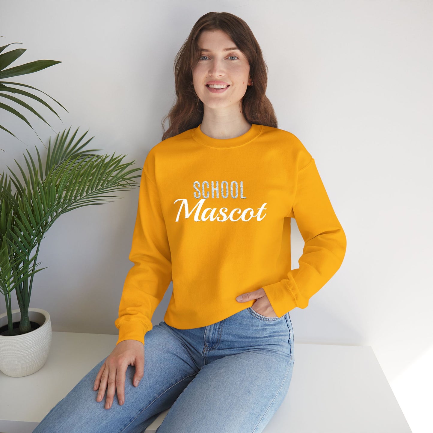 Custom Team Mascot Crewneck Sweatshirt — Embroidered School Spirit