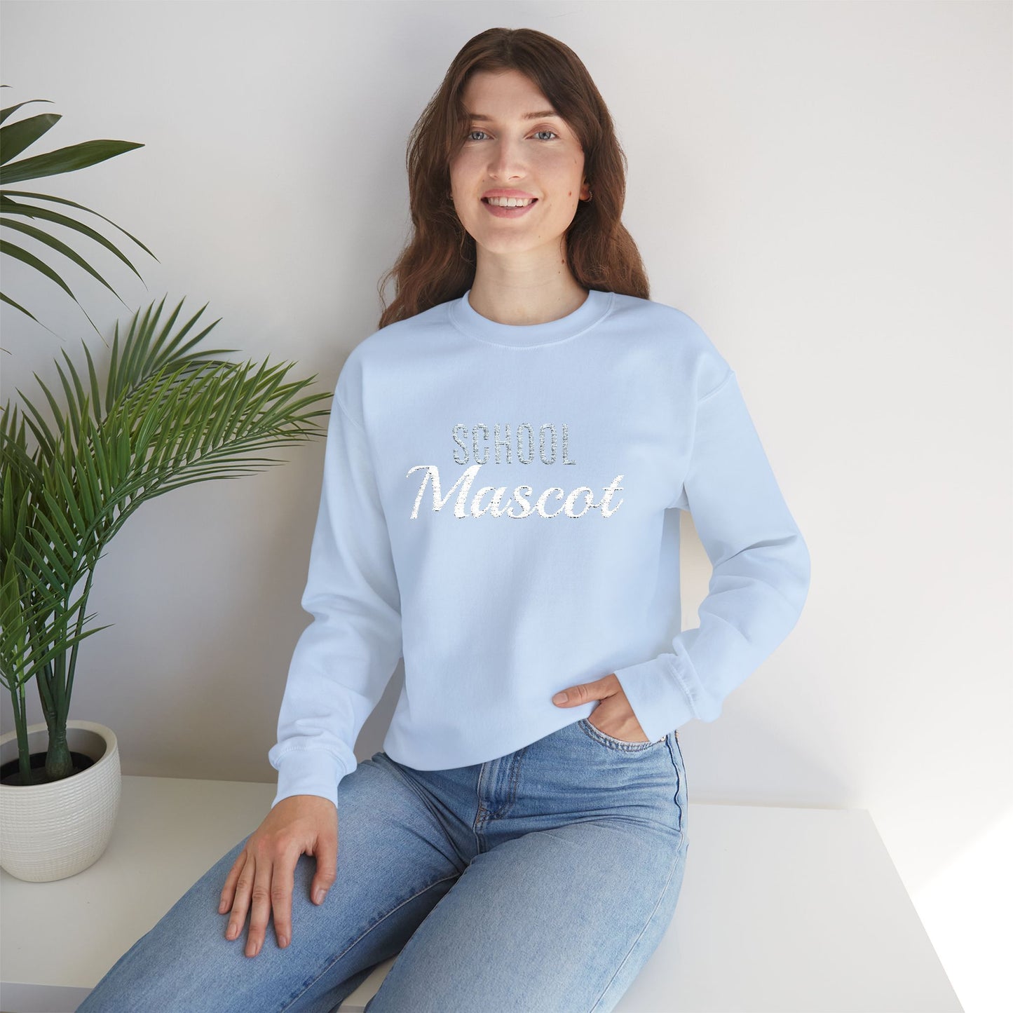 Custom Team Mascot Crewneck Sweatshirt — Embroidered School Spirit