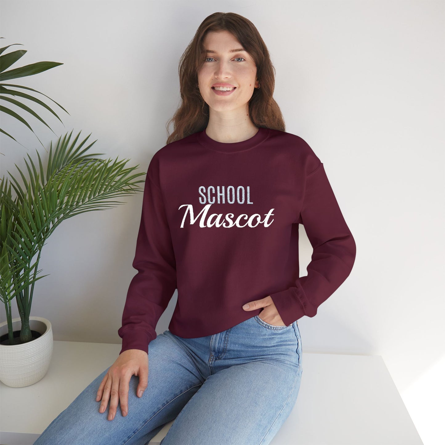 Custom Team Mascot Crewneck Sweatshirt — Embroidered School Spirit