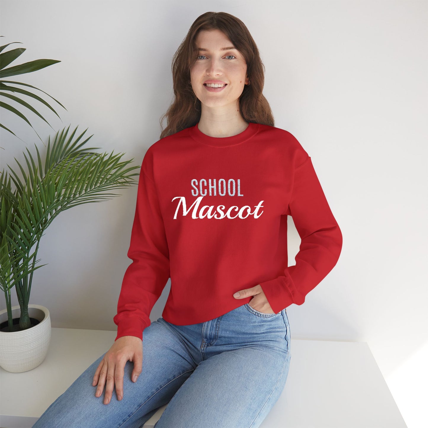Custom Team Mascot Crewneck Sweatshirt — Embroidered School Spirit