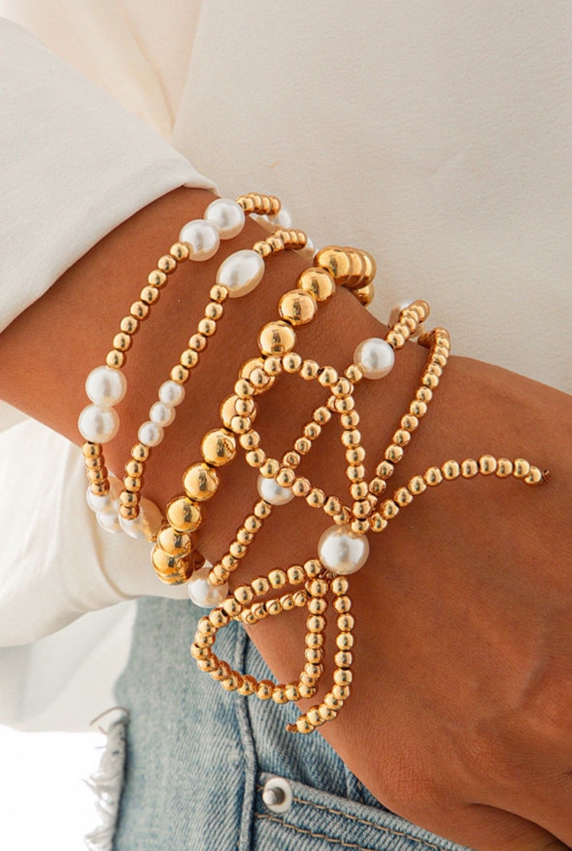 Gold Bow Bracelet Stack