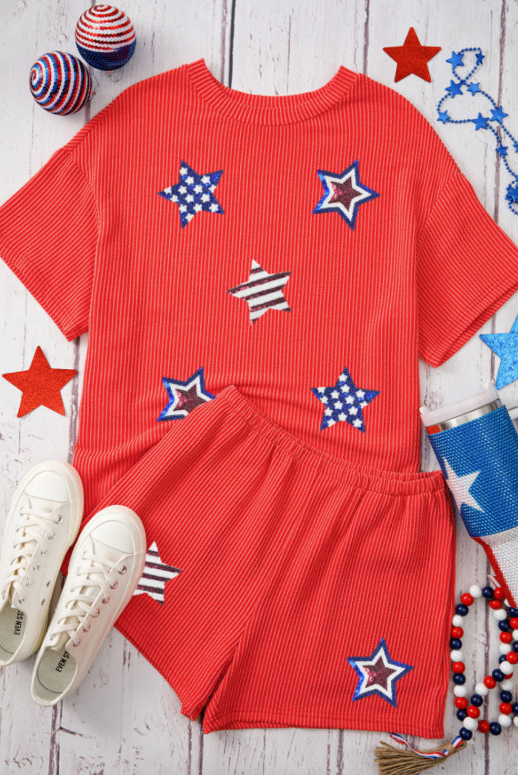 4TH Of July Sequin Star Corded Lounge Set