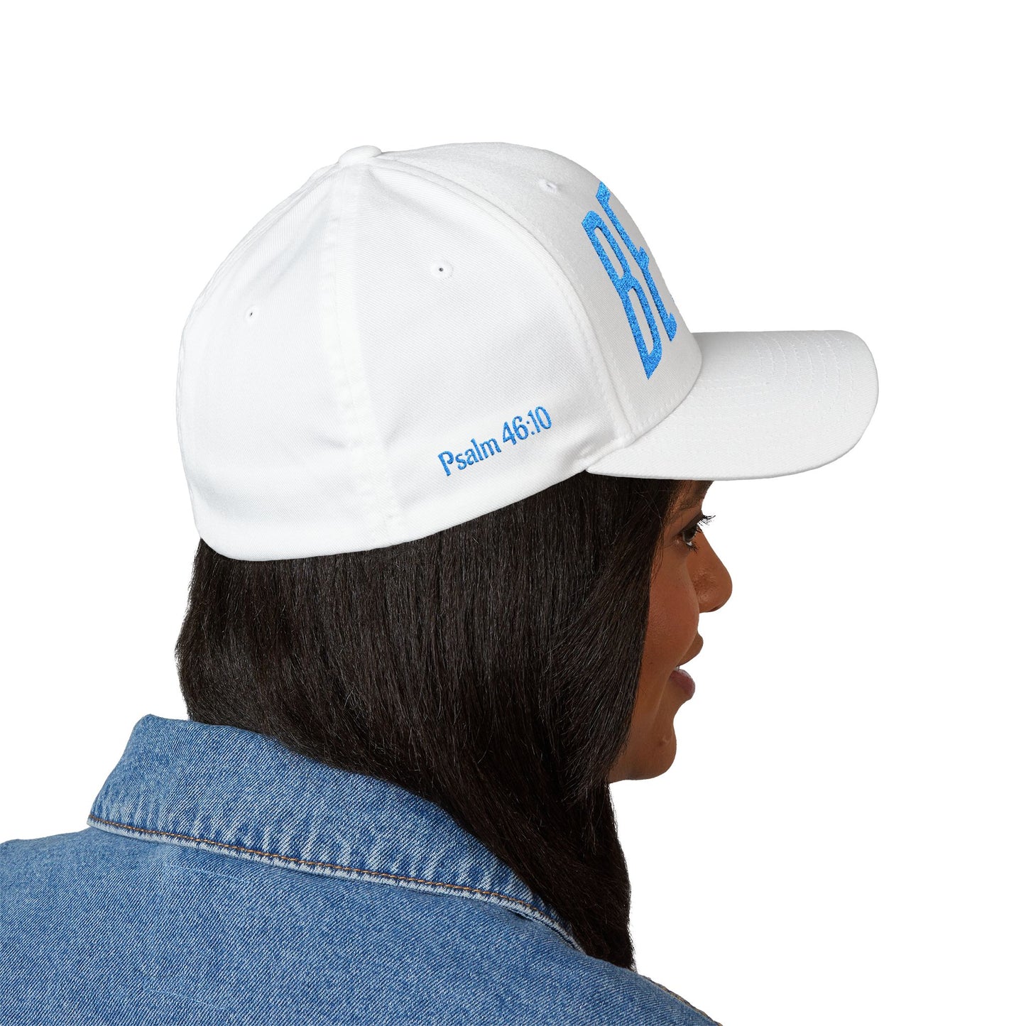 Embroidered 'BE STILL' Baseball Cap — White Relaxation Hat