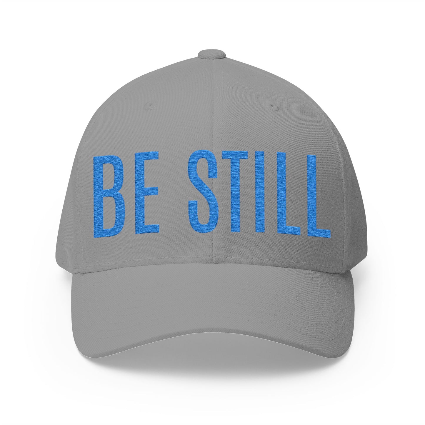 Embroidered 'BE STILL' Baseball Cap — White Relaxation Hat
