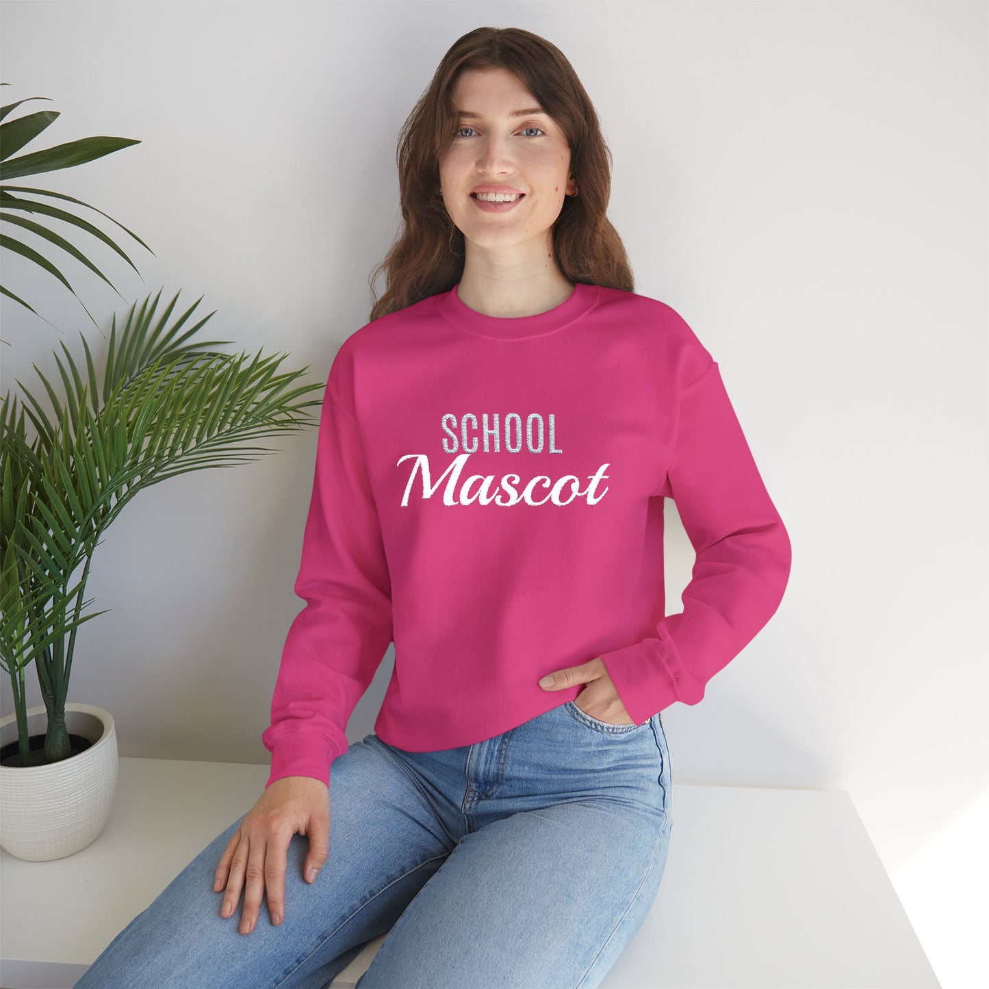 Custom Team Mascot Crewneck Sweatshirt — Embroidered School Spirit