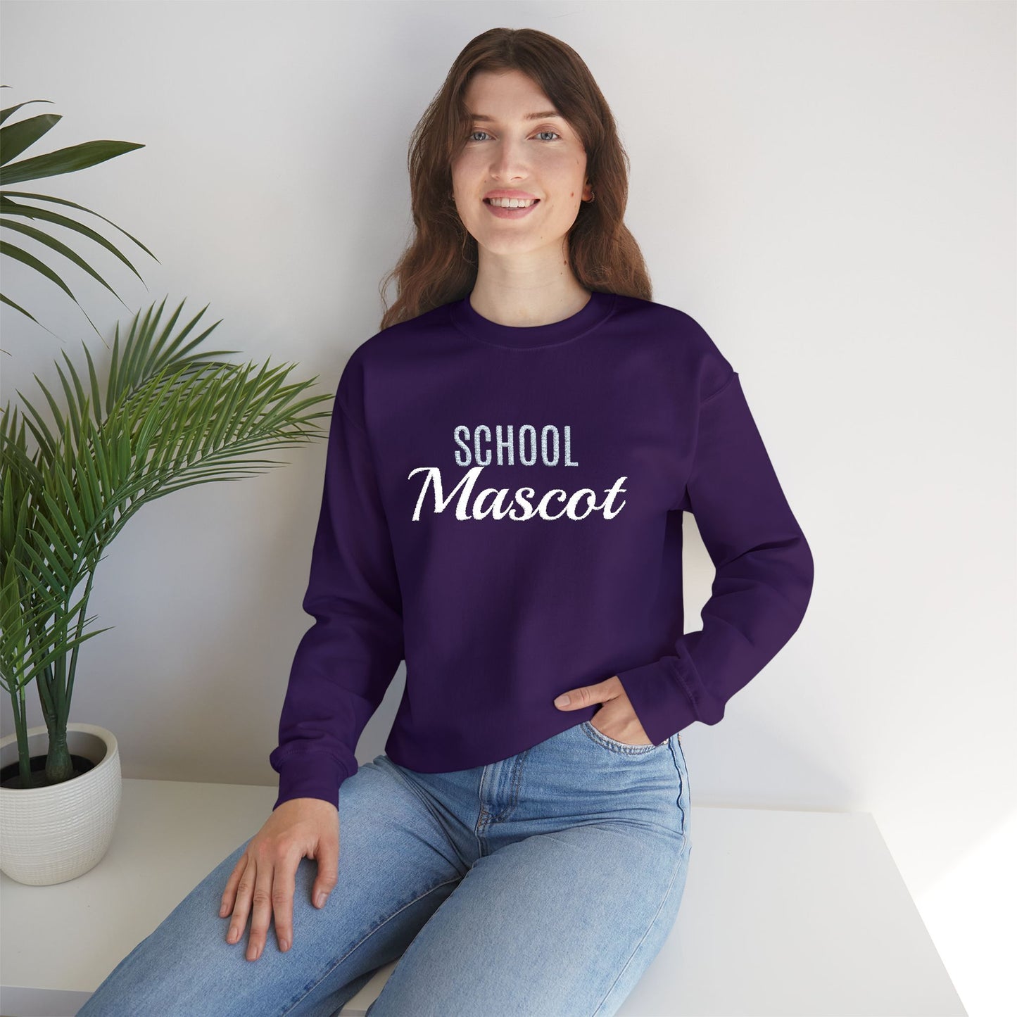 Custom Team Mascot Crewneck Sweatshirt — Embroidered School Spirit