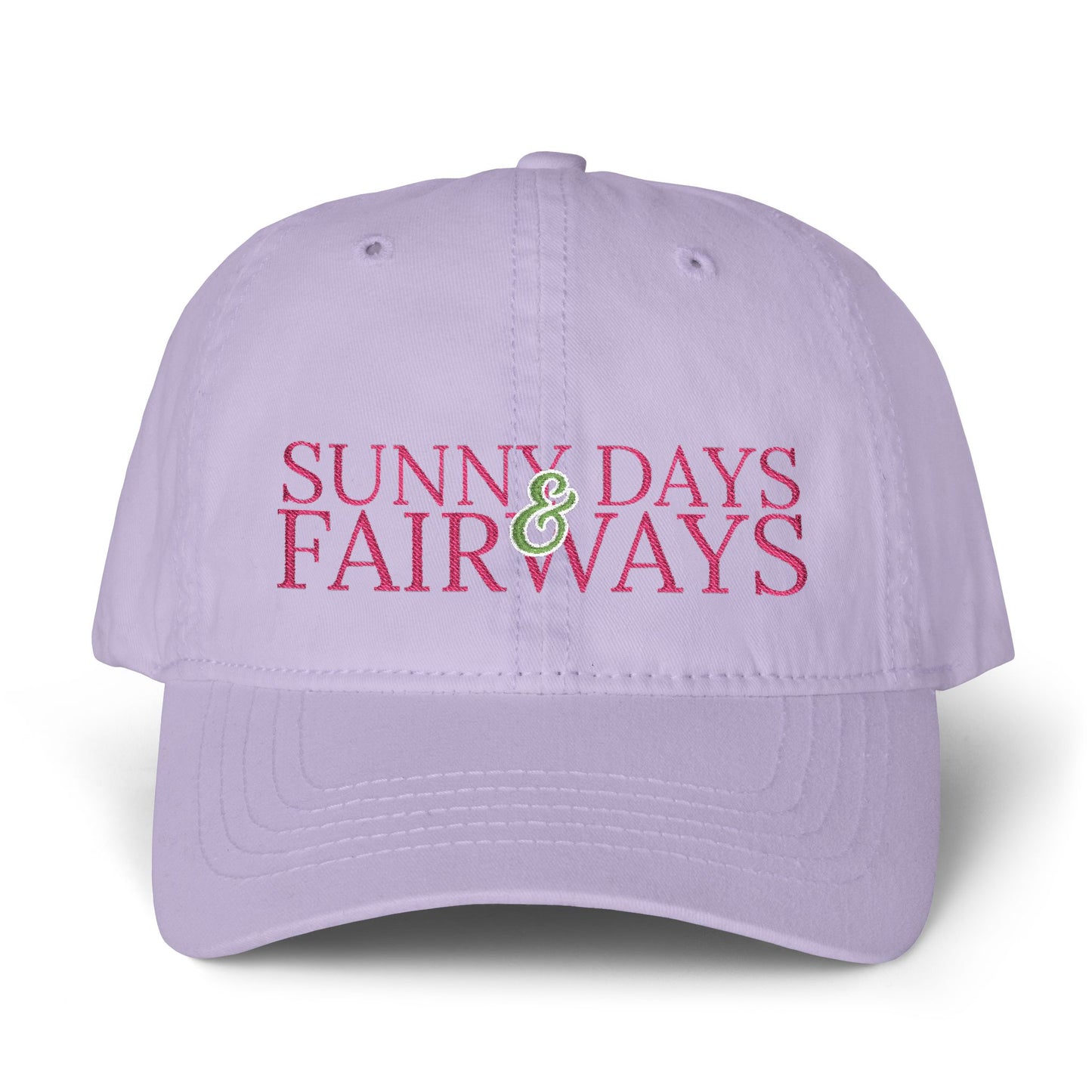 SUNNY DAYS AND FAIRWAYS EMBROIDERED PIGMENT DYED HAT