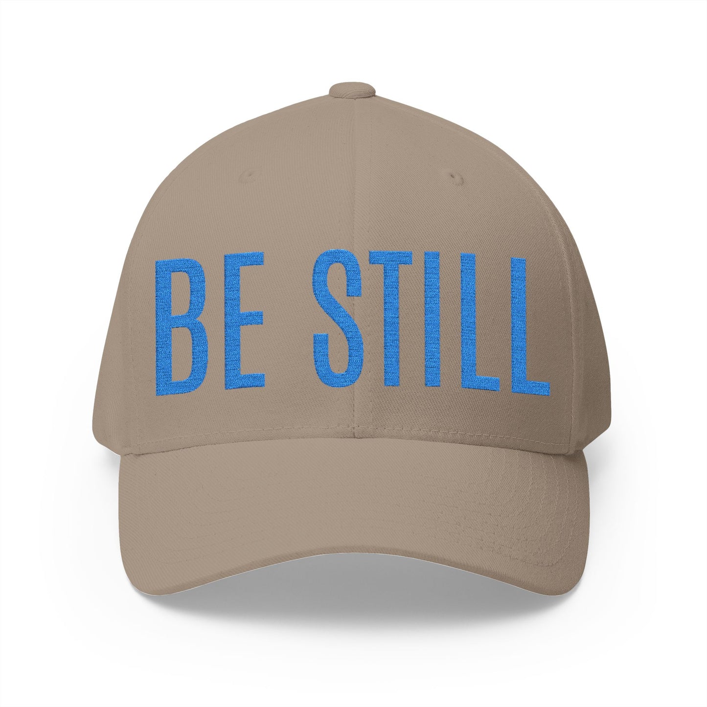 Embroidered 'BE STILL' Baseball Cap — White Relaxation Hat
