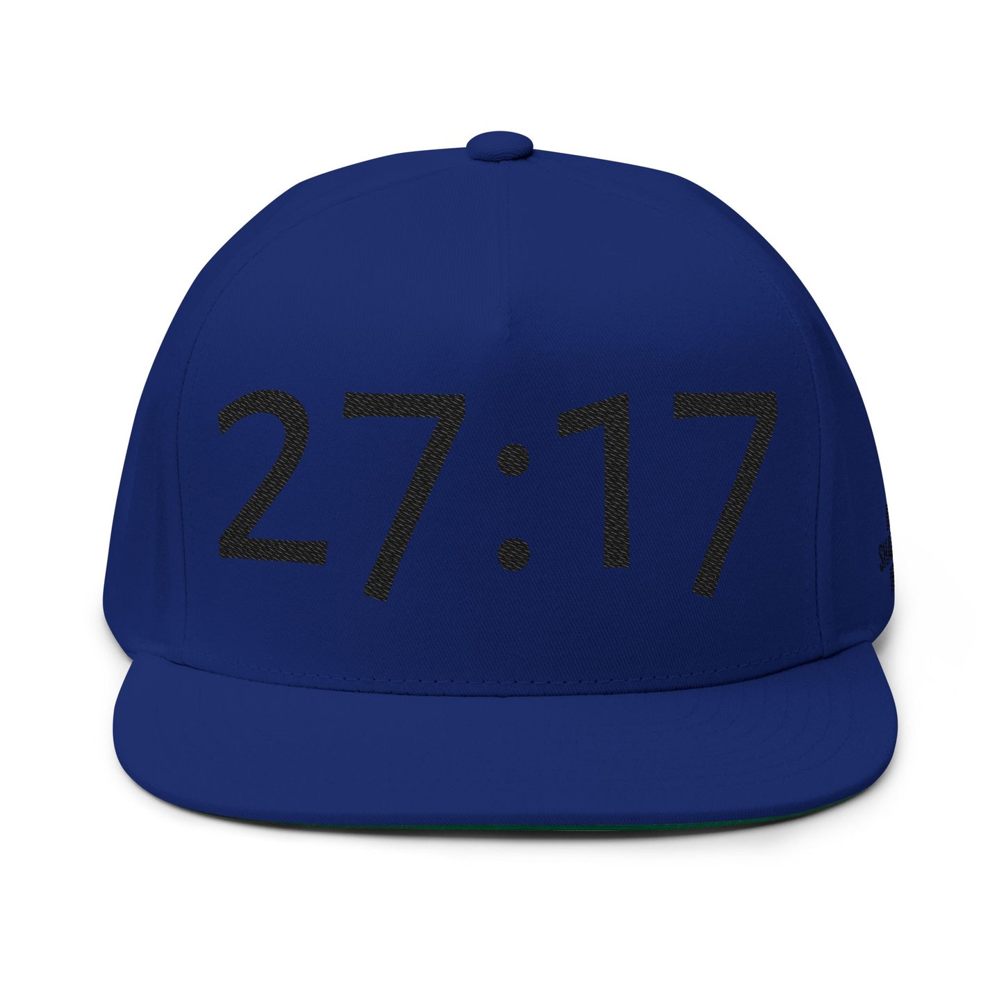 Proverbs 27:17 Embroidered Flat Bill Cap — "Iron Sharpens Iron" Snapback