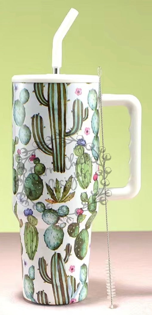 Cactus Tumbler with straw