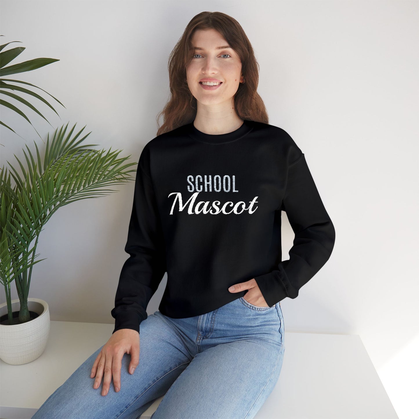 Custom Team Mascot Crewneck Sweatshirt — Embroidered School Spirit