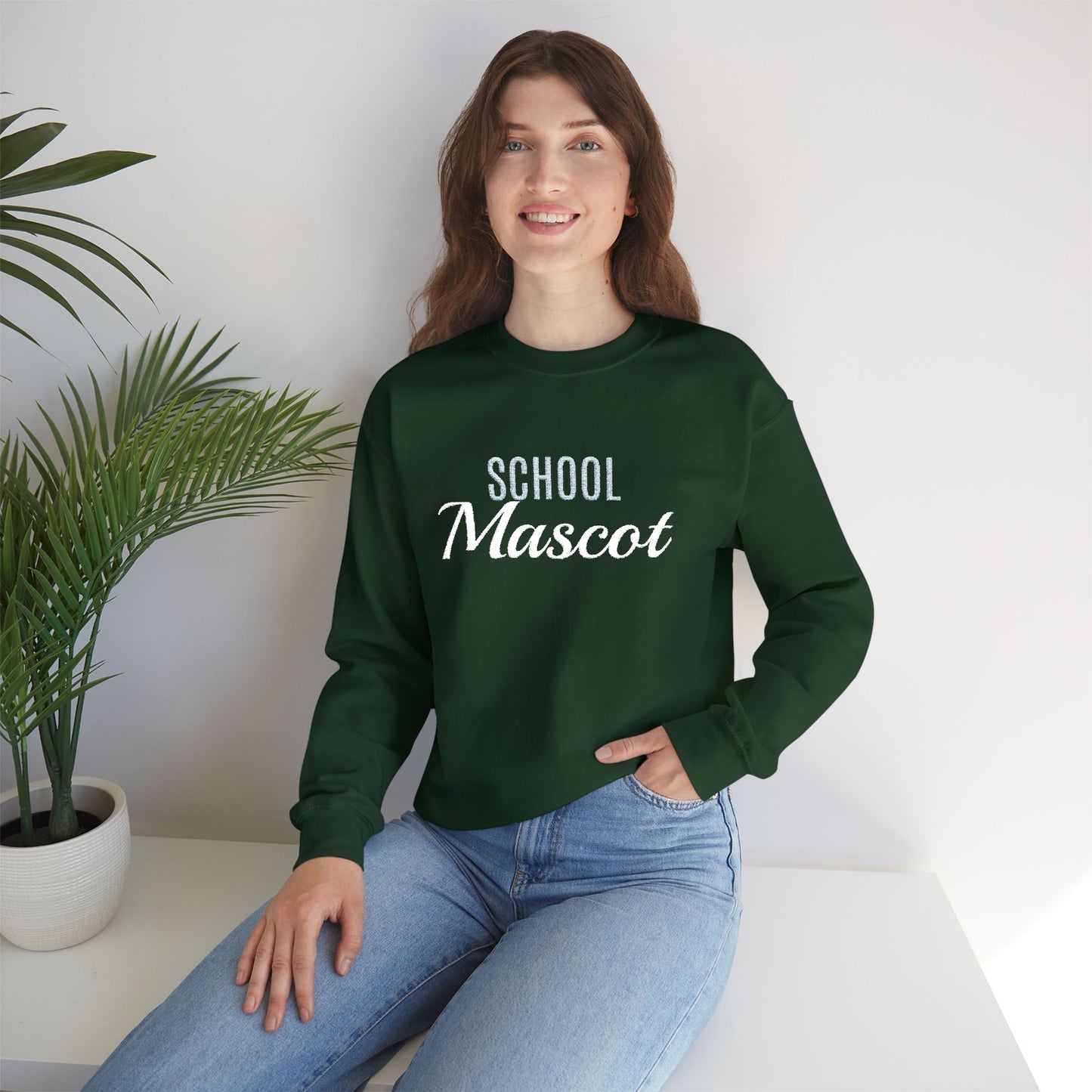 Custom Team Mascot Crewneck Sweatshirt — Embroidered School Spirit