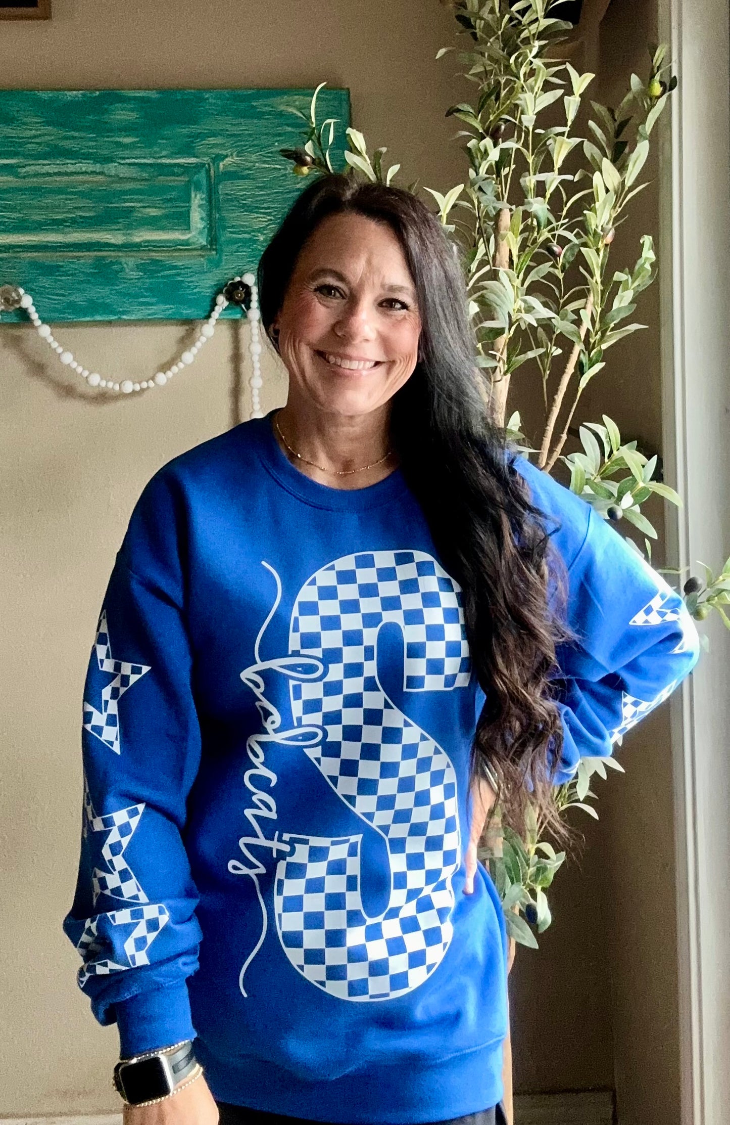 Checkered Star School Spirit Sweatshirt