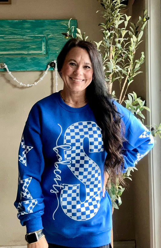 Checkered Star School Spirit Sweatshirt
