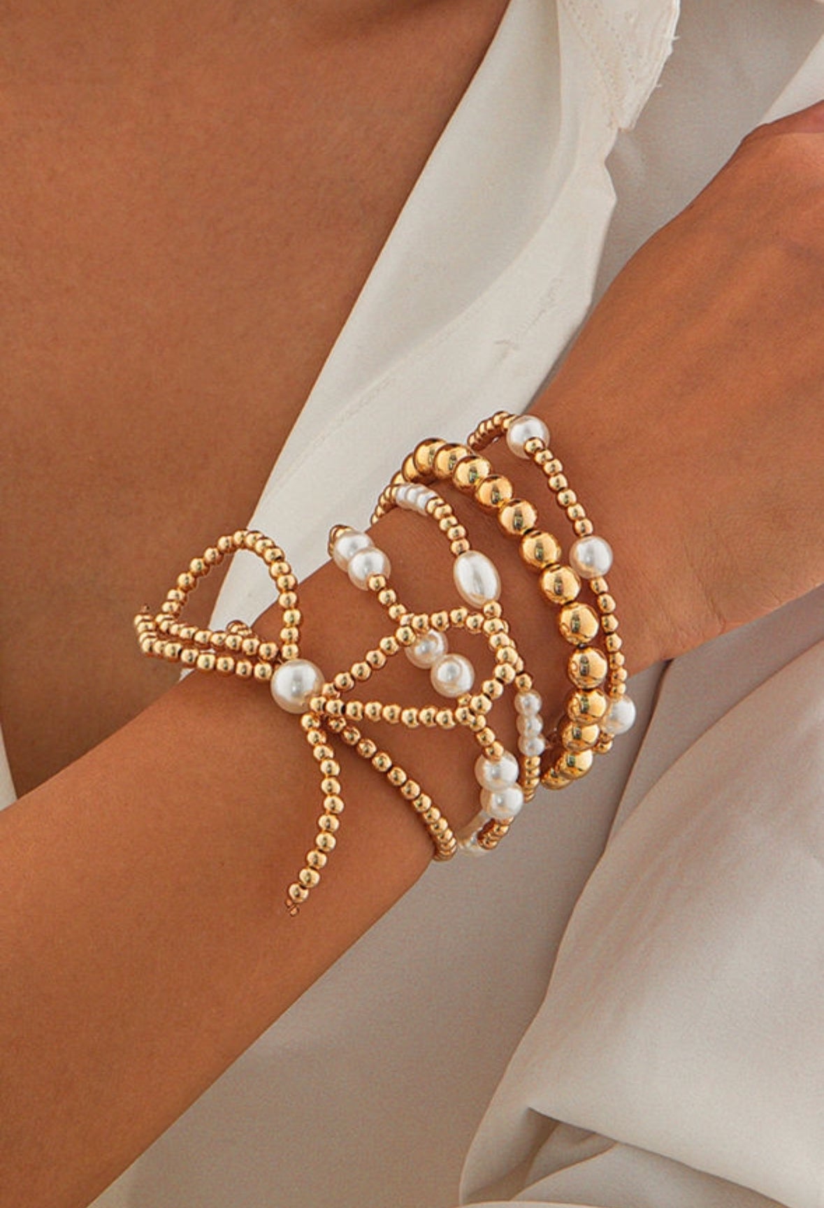 Gold Bow Bracelet Stack