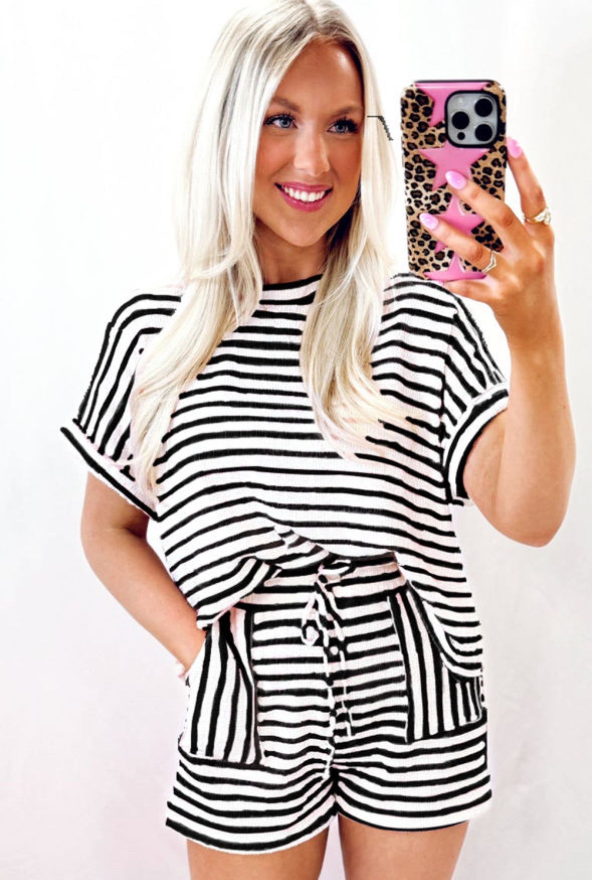 Striped 2 Piece Short Lounge Set