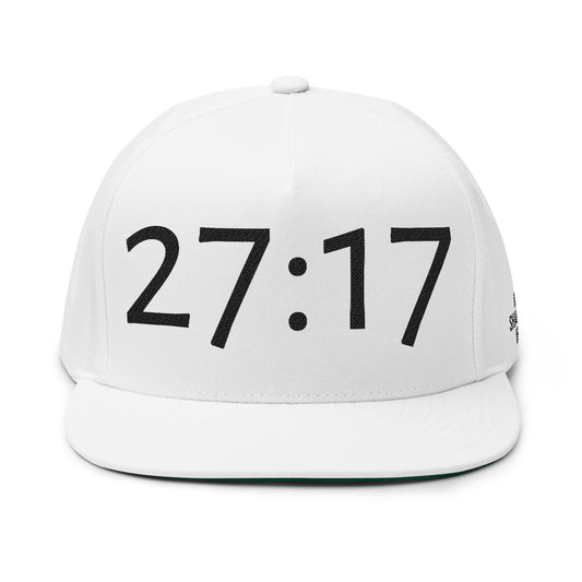 Proverbs 27:17 Embroidered Flat Bill Cap — "Iron Sharpens Iron" Snapback